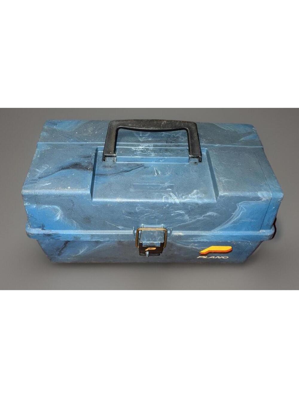 Vintage Plano Marble Blue Model 6303 Fishing Tackle Box W/3 Tier Folding Tray